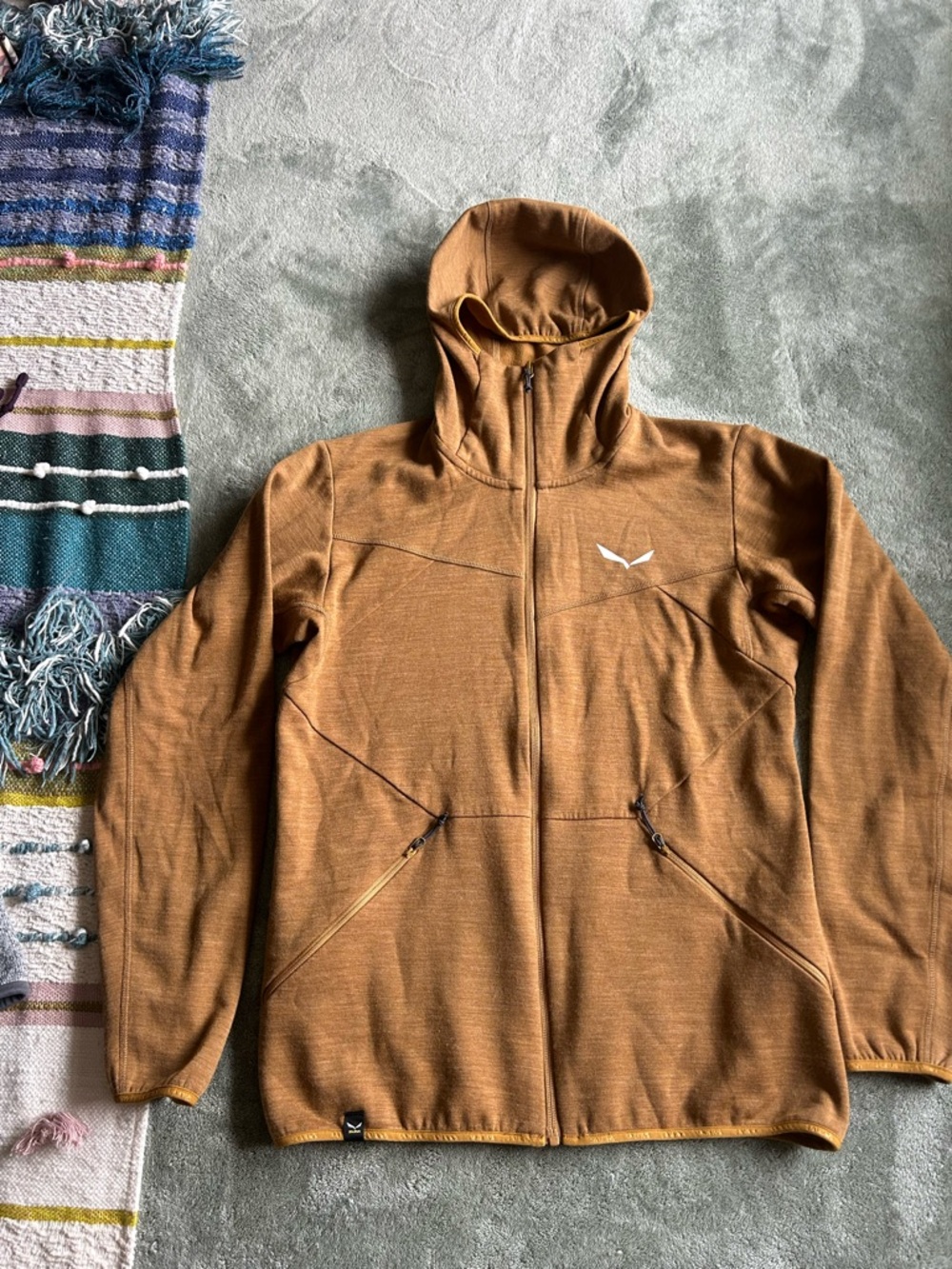 Camel colored Hooded Utility Jacket with Zip Pockets
